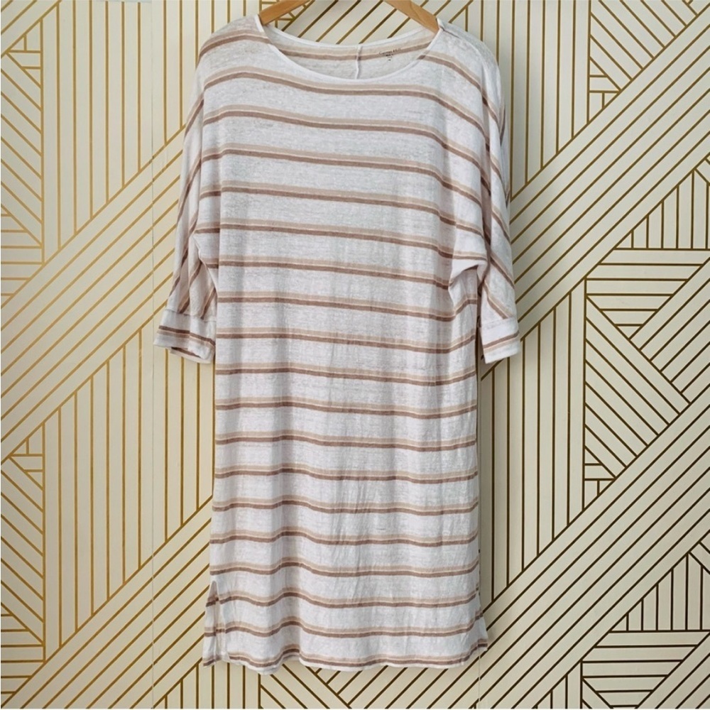 Garnet Hill Women's 100% Organic Linen Dress Dolman Sleeve Striped Size Medium - Picture 10 of 11